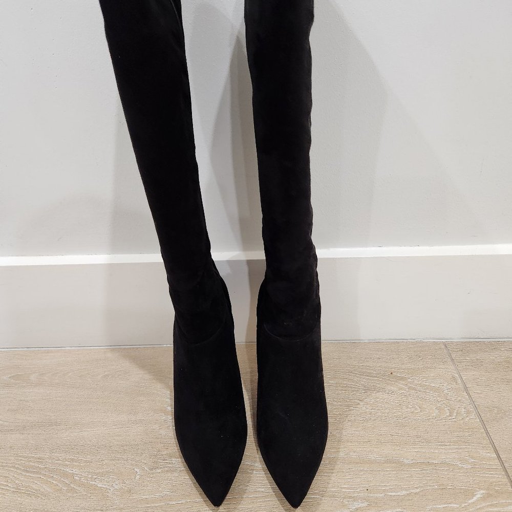 Womens suede black tall boots